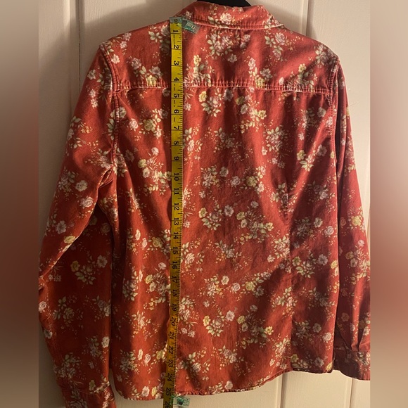 L.L. Bean Canyon Red Floral Cotton Corduroy Shirt - Picture 4 of 4
